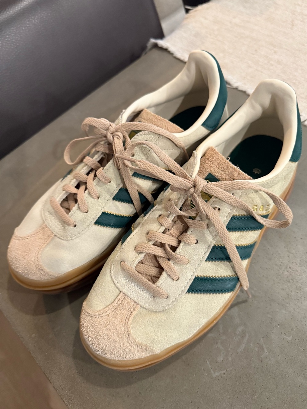 Women’s Adidas Gazelle Bold Platform Sneakers Cream and Collegiate Green